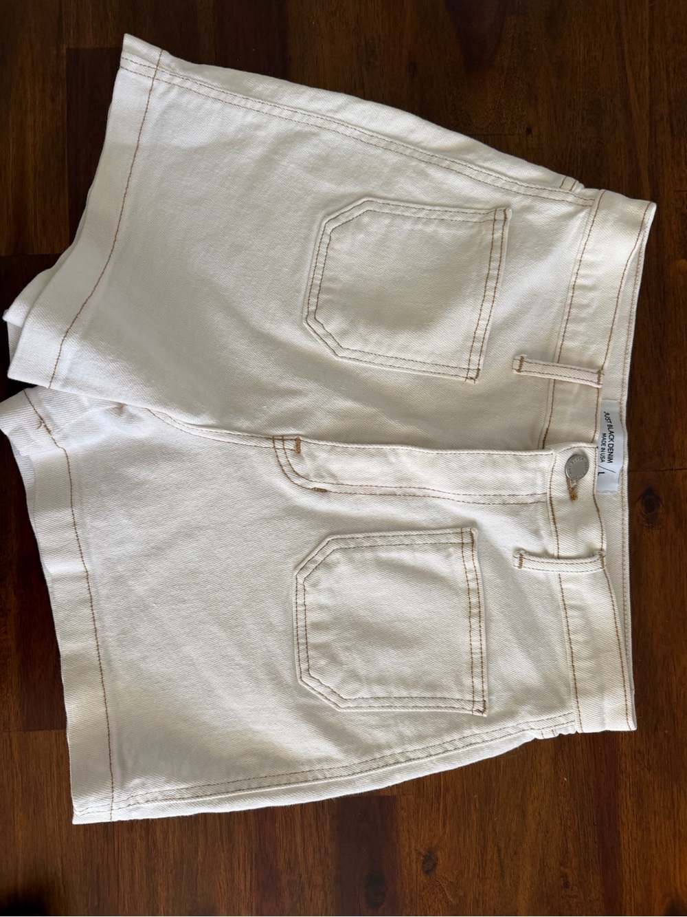 Just Black Denim Off-White Utility Patch Pocket Shorts Size Large